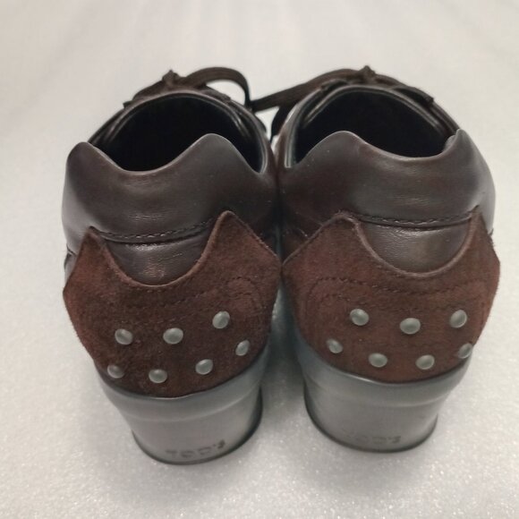 TOD'S Women's Leather Shoes Brown Lace Up Sz 8.5 EU 39 - Picture 2 of 7